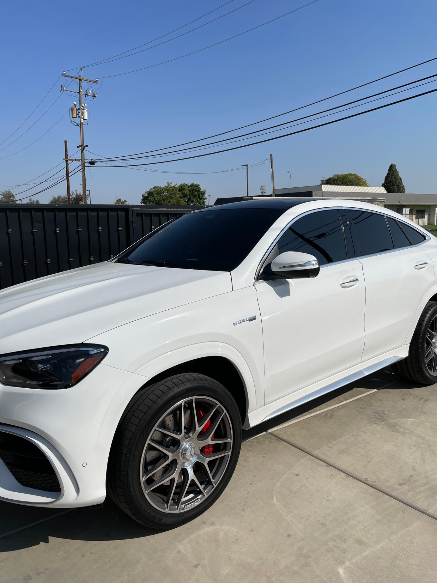 White Mercedes-AMG GLE coupe with tinted windows